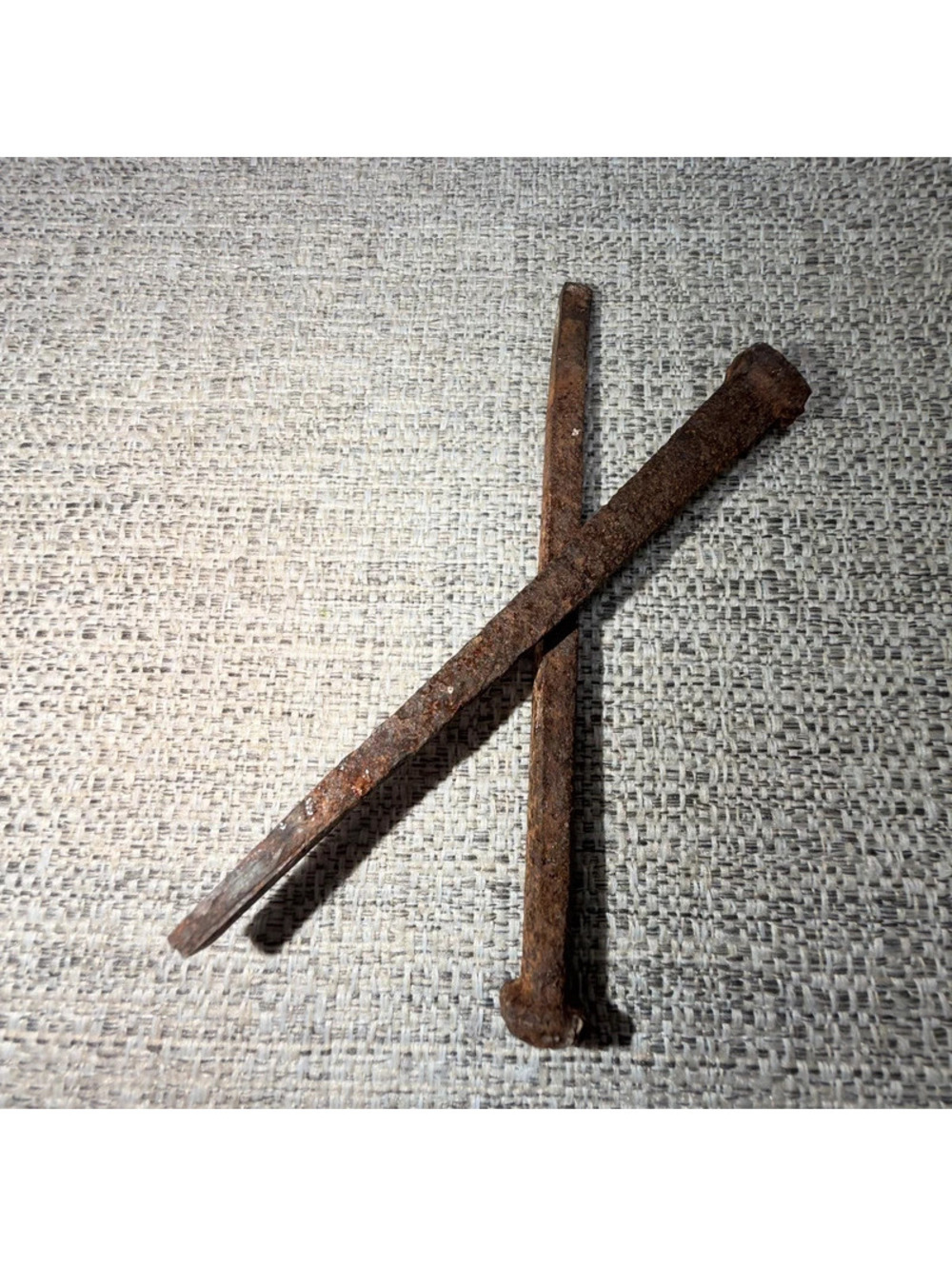 Vintage 2pc Rusty Square Head Railroad Spikes Iron Nails Primitive Industrial